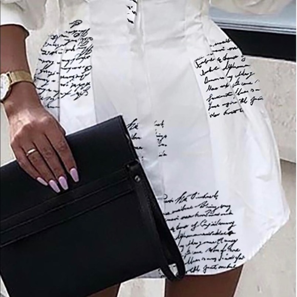 Host Pick 🌟 White Letter Print Shirt Dress - Picture 4 of 8